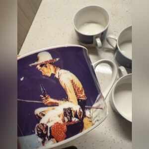 Norman Rockwell Coca Cola Gibson Housewear China Tea Mugs Coffee Cups Set of 4